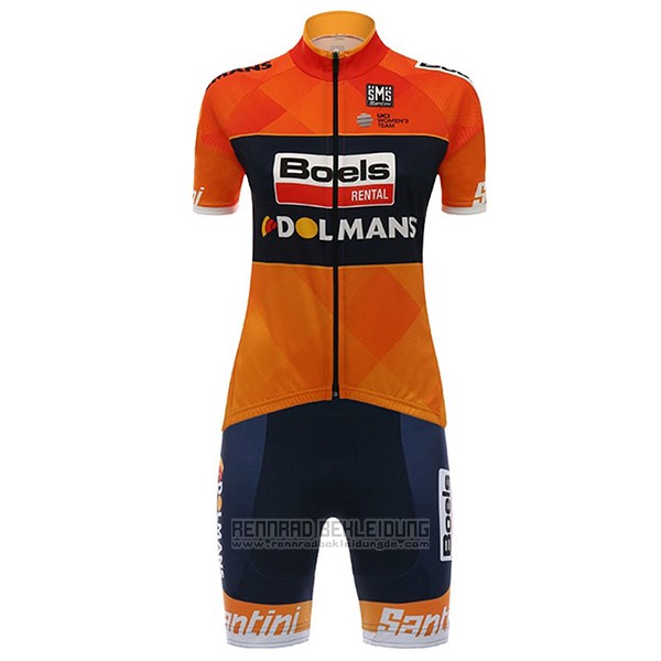 2017 Fahrradbekleidung Frau Damen Boels Dolmans Orange Trikot Kurzarm und Tragerhose - zum Schließen ins Bild klicken